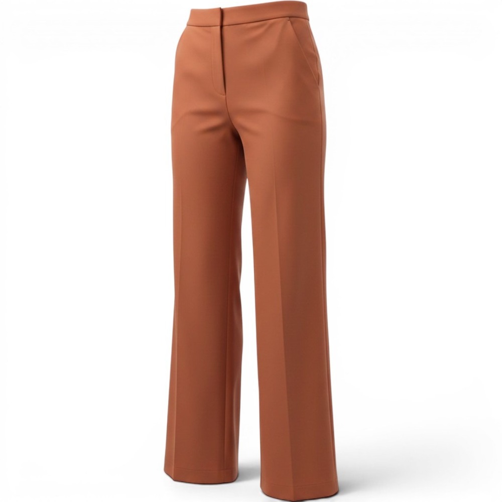 Abercrombie & Fitch Wide Leg Pants Womens S Orange Good Linen Blend High Rise